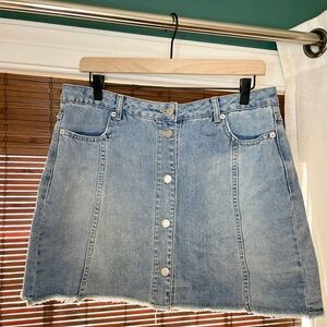 Denim Button-Front Skirt